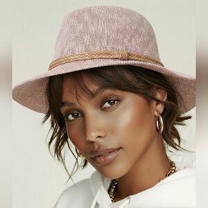 Ruggine Fedora Style Blush Color Weave Hat Adjustable  8 Inch Diameter